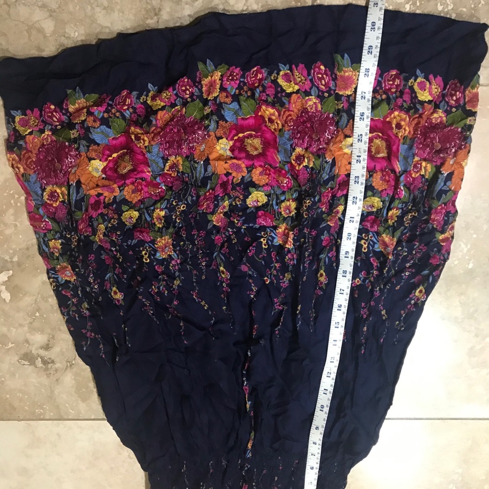 Navy blue skirt/ dress with colorful floral design